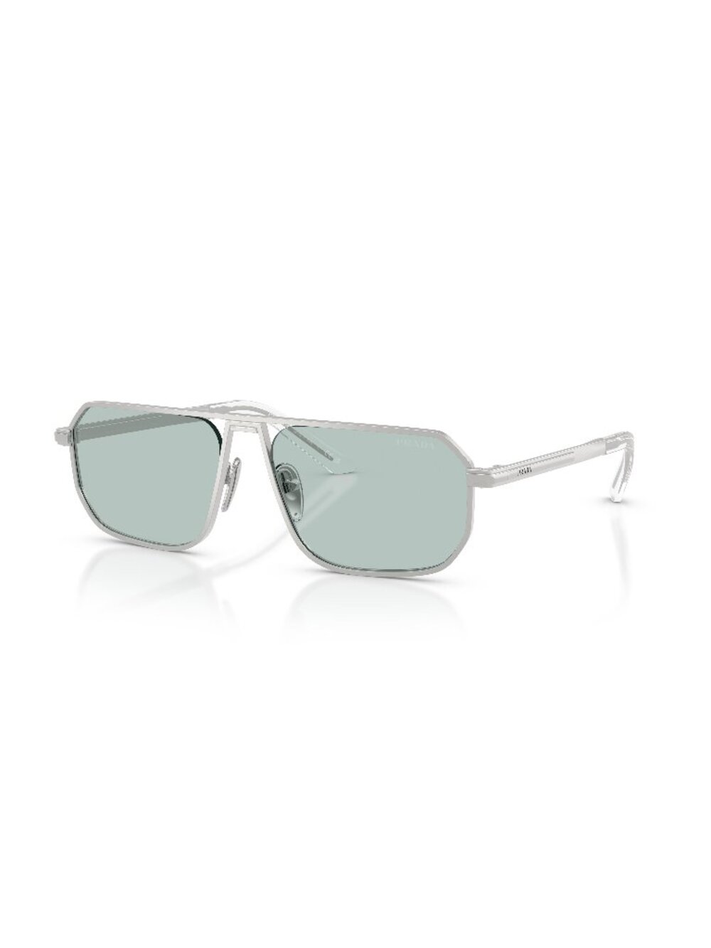 New Prada Men's Sunglasses Silver Butterfly Blue Lens Metal Frame PR A53S 27540N